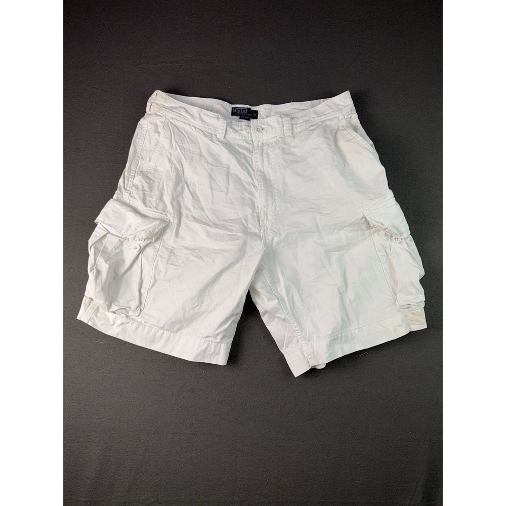 Polo Ralph Lauren 67 Chino White Cotton Cargo Shorts Men's 36, 9.5 Inseam